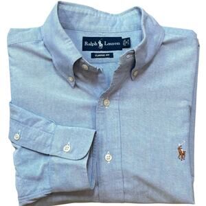 Vintage Polo Ralph Lauren Blue Oxford Button Down 16 34-35 (Neck Large| Body XL)